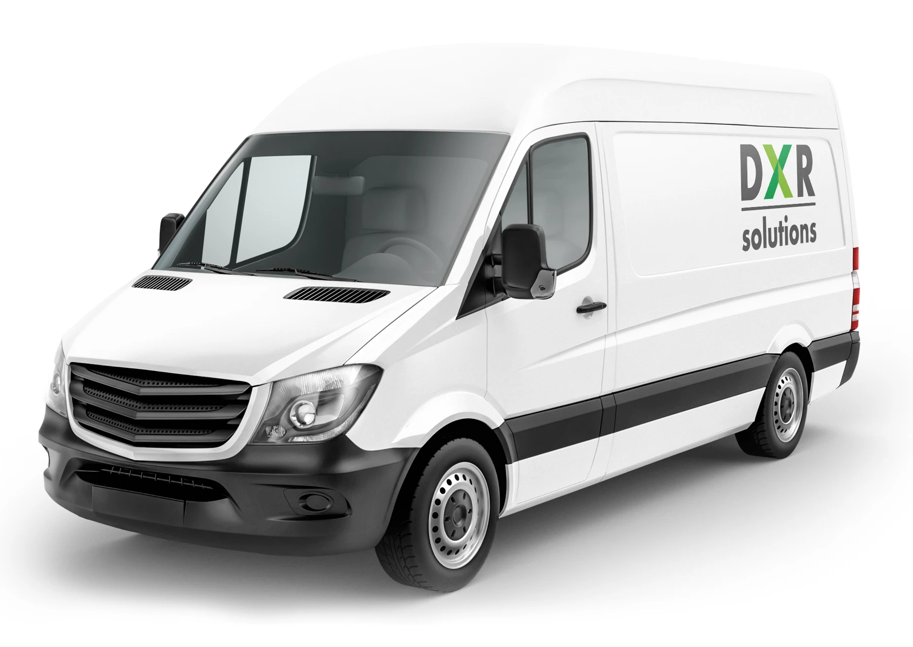 Witte bedrijfsbus met het DXR Solutions-logo, afkomstig uit de oorspronkelijke website